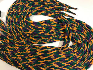 Hybrid Mardi Gras Shoelaces - Green, Purple and Gold