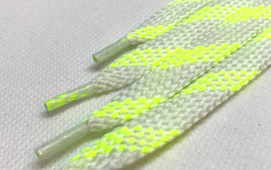 Flat Glow in the Dark Shoelaces - Neon Yellow and White